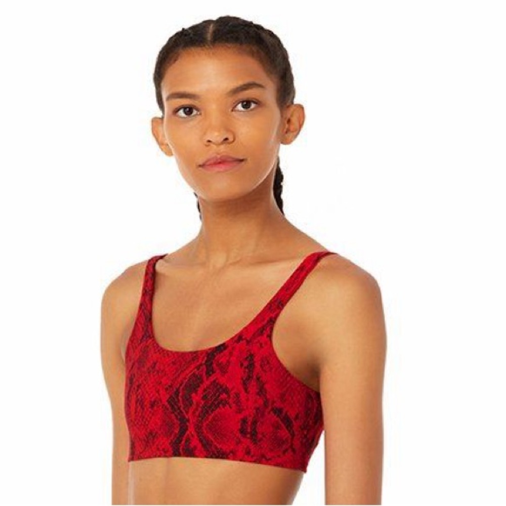 ALO YOGA Red and Black Snake Print Sports Bra LARGE